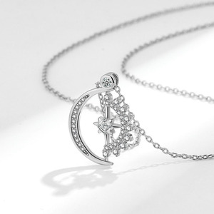 Collana con Ciondolo a Stella a 8 Punte Placcata in Oro Rame, Gioielli Celesti con Zirconi per Donna - Product Image 4