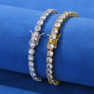 Tennis Chain Zircon <b>Bracelet</b>, Hip Hop <b>Copper</b> Plated 18K Gold Men's <b>Bracelet</b> Jewelry Tanjing Fashion Lijing Necklace - Product Image 1