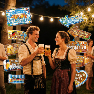 Oktoberfest Party Decoratief Wegwijzerbord Welkomstbord München Bierfestival Tuin Gazon Richtingswijzer Patch Papier China - Product Image 3