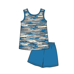 Pre-orden: MOQ 5 Chalecos con Estampado Camuflaje para Niños, Conjuntos de Verano, Ropa Infantil al por Mayor, Boutique de Moda para Niños - Product Image 2