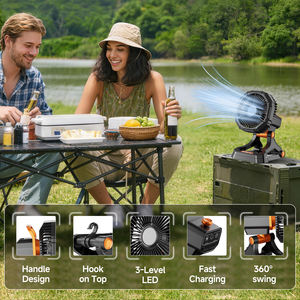 Ventilatore da Campeggio Ricaricabile da 16000mAh con Luce LED a 360° °   Ventilatore Portatile a Clip con Oscillazione Automatica, 8 Velocità, Telecomando a 8 Pulsanti - Product Image 4