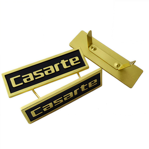 Custom Zinc Alloy Die Casting Gold Plated Engraved Logo Plated Metal Pins Sports Travel Bag Badges Nameplates <strong>Armour</strong> - Product Image 4