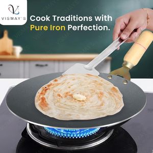 Sartén de hierro resistente con mango de madera para preparar roti y chapati perfectos, sartén plana duradera para auténtica cocina india casera - Product Image 5