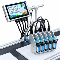 Imprimantes jet d'encre TIJ haute vitesse 5 têtes 63,5 mm Machine de codage en ligne pour boîtes en carton Date Code de lot Encre à séchage rapide 130 m/min