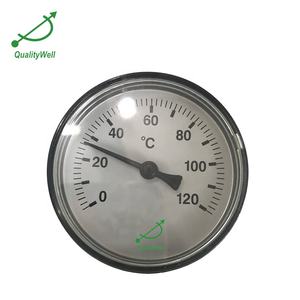 Chaudière à eau bon marché double tuyau thermomètre bimétallique 63mm cadran boîtier en plastique tige en laiton - Product Image 4