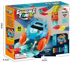 46/92/138/184 Uds bloques de construcción juego de coches de carreras eléctricos pistas intercambiables máquina Ultra <span class=keywords><strong>Flexible</strong></span> Diy coche de rompecabezas para niños - Product Image 6