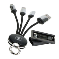 Cable de Carga USB Múltiple Portátil para Llavero, Cable de Carga Rápida 3 en 1 con Logotipo Iluminado, Compatible con Tablets, iPhone y Galaxy