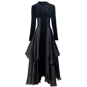 <span class=keywords><strong>Abito</strong></span> da Sera <span class=keywords><strong>Lungo</strong></span> XXXL Primavera 2026, Vestito da Festa Sexy con Scollo a V, Alta Qualità, <span class=keywords><strong>Organza</strong></span> Patchwork, Maniche Lunghe, Maxi <span class=keywords><strong>Abito</strong></span> in Velluto Nero - Product Image 1