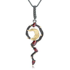 Usura quotidiana Personalizzato Belle delle Donne di figura della Luna di trasporto nero rutilate quarzo e <span class=keywords><strong>rubino</strong></span> 925 argento placcato oro del pendente della collana - Product Image 5