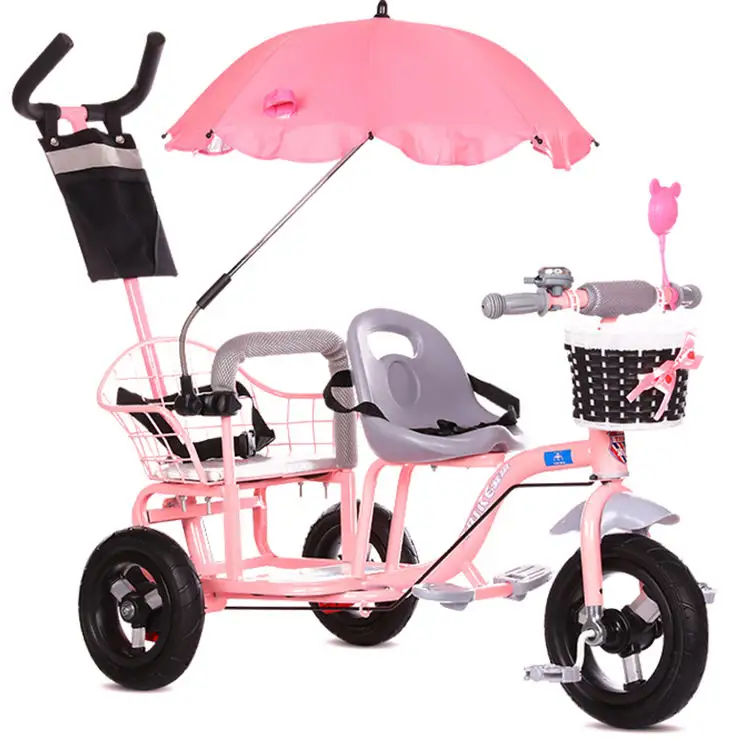 Triciclo de 3 ruedas para niños, venta al por mayor, doble asiento