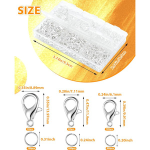 Juego de 400 piezas de accesorios para joyería DIY con cierre de langosta, ganchos y anillos chapados en aleación para la fabricación de pendientes y collares. - Product Image 1