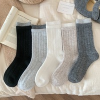 Nouvelles chaussettes en laine respirantes pour l'automne-hiver, style décontracté, simples, polyvalentes, sans coutures, à double côte, épaisses, color-block, pour femme, personnalisables