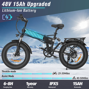 <b>Power</b> Boosted E-bike Fat Tire Folding Factory Direct Ridstar 20 4 Inch With 48v 1000w Motor 15ah Black Lithium Battery 7 Speed H - Product Image 6