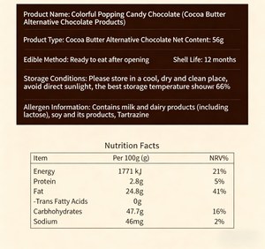 Collation comestible en <span class=keywords><strong>chocolat</strong></span> noir fourré au pop rock, <span class=keywords><strong>avec</strong></span> enveloppe personnalisée, saveur croustillante et onctueuse, format de poche, pour les moments de loisirs - Product Image 3