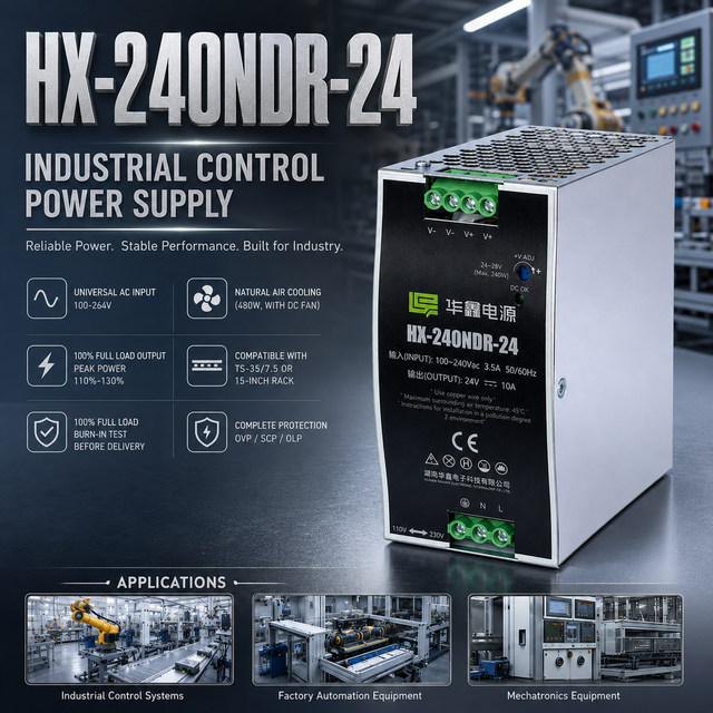 240W 24V 10A DIN Rail Power Supply 220V AC to DC Industrial Switching PSU with PFC for Automation