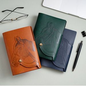 Carpeta <span class=keywords><strong>A6</strong></span> de 6 anillos con motivo de caballo, diario recargable de cuero PU, cuaderno de carpeta de cubierta suave de alta calidad - Product Image 1