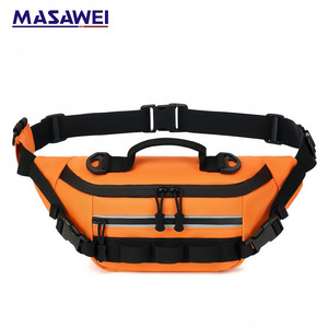 Men's Outdoor Sports Waist Pack Orange Adjustable <b>Chest</b> Crossbody Bag For Hiking Running Cycling Mobile Phone <b>Storage</b> - Product Image 3