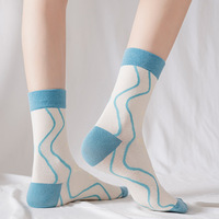 Femmes automne hiver lait blanc coton pied chaussettes respirant anti-dérapant côté moyen Tube avec tulipe champignon conception jetable