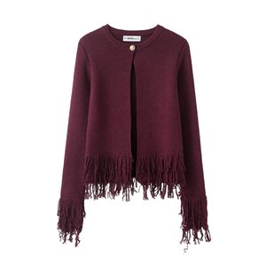 Cardigã Feminino Forrado de Lã com Botões e Estampa Floral, Novo Estilo Europeu-Americano Outono 2025 para Comércio Exterior Transfronteiriço - Product Image 4
