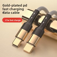 Kabel Pengisian Daya Super Cepat USB C ke Lightning 27W Berlapis Emas Berkualitas Tinggi 1.2M 2M dengan Jalinan Nilon Bersertifikasi MFI