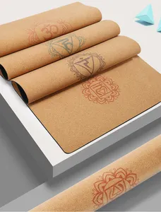 Sanfan Factory Custom Print Luxe Werken Yoga Mat Kurk Geen Geur 6Mm Zuinig Bulk Anti Stress Natuurlijke Tpe kurk Yoga Mat