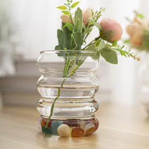 Hogar moderno, nuevo jarrón de cristal creativo, jarrón de mesa de cristal para decoraciones de boda, estilo Art Deco alto