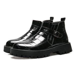 Bottes Martin pour hommes, bottines britanniques durables, mi-hautes, vintage, en cuir pour hommes - Product Image 2