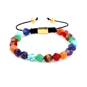 उच्च गुणवत्ता वाले बहुमुखी रंगीन रत्न 7 चक्र ऊर्जा प्राकृतिक पत्थर महिलाओं के लिए मैक्रेम ब्रैसलेट - Product Image 4