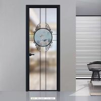 Portes en verre artistiques pour salles de bain et cuisines : Portes en verre trempé à double vitrage en alliage titane-magnésium de style chinois