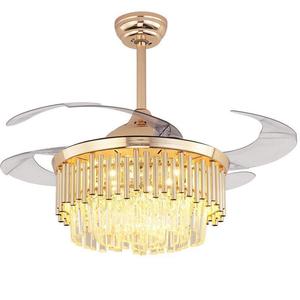 Ventilateur de plafond en cristal avec lumière, 3 pales, moteur DC, télécommande, LED dimmable, design moderne, 5 vitesses, 3500K chaud - Product Image 3