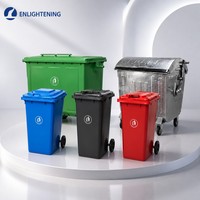 Poubelle à roulettes d'extérieur avec couvercle rabattable, bac à déchets rectangulaire pour usage commercial, jardin et rue