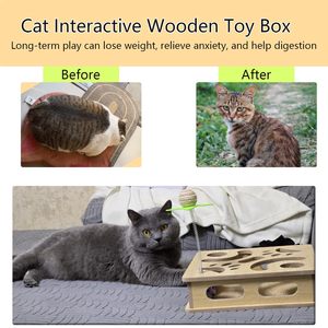 Boîte de jeu interactive en bois de luxe <span class=keywords><strong>pour</strong></span> chat, jeu de chasse intelligent <span class=keywords><strong>pour</strong></span> chatons d'intérieur, centre d'activités stimulant l'intelligence et l'entraînement du QI - Product Image 2