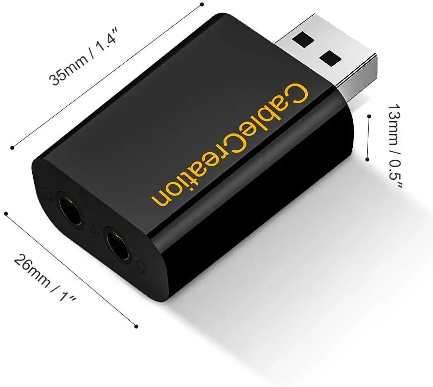 Cablecreation USB عشاق خارجي USB ستيريو بطاقات صوت USB
