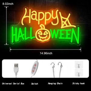 Lumière d'ambiance LED néon citrouille pour Halloween, décoration murale intérieure pour chambre, fête, bar, maison, et indicateur lumineux d'entrée - Product Image 3