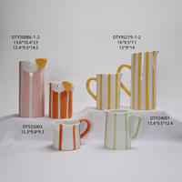 Tendance : Tasse en céramique motif oiseau, Pichet poussin à bec jaune, Vase à double anse, Tasse à café et à lait rayée - Source usine