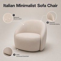 Fauteuil de salon individuel ergonomique en cuir PU blanc crème, style minimaliste italien, pour hôtels, hôtellerie et boutiques, vente en gros