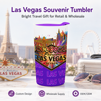 Souvenir touristique de Las Vegas, États-Unis, conception OEM ODM, mug à café en céramique écologique à isolation thermique de 12 à 24 heures, motif aquarelle