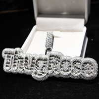 Pendentif personnalisé en moissanite baguette, en argent sterling 925, serti de moissanites baguette VVS, pendentif prénom, bijoux hip-hop