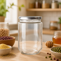 Pot en verre transparent à large ouverture pour la mise en conserve des aliments avec couvercle 120ml 200ml 250ml 375ml 500ml 1000ml Contenant de stockage