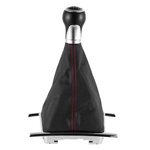 Housse de pommeau de levier de vitesse en cuir, pour Volkswagen Amarok, Transmission manuelle à 5 ou 6 vitesses, coutures rouges - Product Image 2