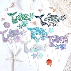 Decoración de pastel de cumpleaños de papel de estilo clásico con insertos de cola de <span class=keywords><strong>pez</strong></span> de estrella de mar - Product Image 1