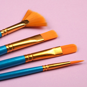 Ensemble de 10 pinceaux à poils en nylon avec manche en plastique multicolores pour la peinture acrylique, aquarelle, huile, artiste - Product Image 2