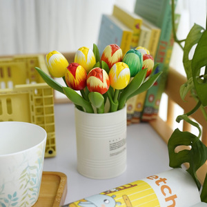 Tulipanes de Madera Pintados a Mano, Flores Artificiales Multicolores, Decoración de Primavera para el Hogar, Estilo Moderno, Regalo - Product Image 2