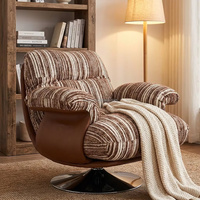 Fauteuil de loisirs pivotant à 360° avec base en métal, design moderne, écologique, ergonomique, rembourré à rayures, pour appartement et villa
