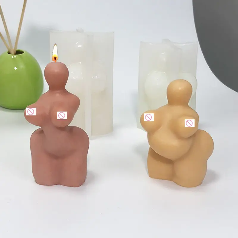Creative Human Body Abstract Thin Woman Candle Mold Resin Drop Glue Ornaments Portrait Scented Candle Silicone Mold For Resin