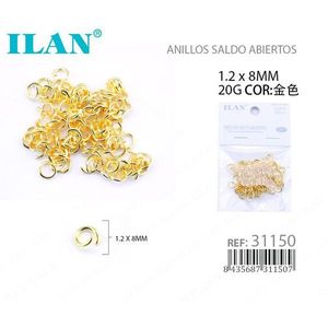 Anelli aperti 1,2x8 mm color oro per la creazione di gioielli - Product Image 3