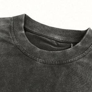 Custom Men's Vintage T-<b>Shirts</b> Acid Washed Distressed Oversized 100% Cotton Regular Fit Luxury Blank Solid Pattern Knitted O-Neck - Product Image 3