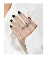 Bague à double couche en argent sterling S925 plaqué or 18 carats pour femmes - Tendance mariage