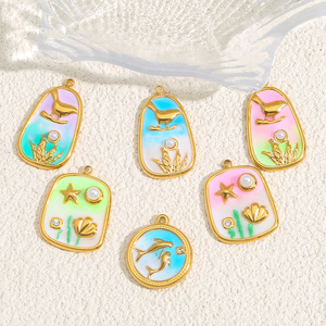 Degradado Marino Dorado | |   Dijes de Acero Inoxidable con Baño de Oro de 18k y <span class=keywords><strong>Esmalte</strong></span> para la Fabricación de Joyería DIY | |   Impermeable e Hipoalergénico - Product Image 6