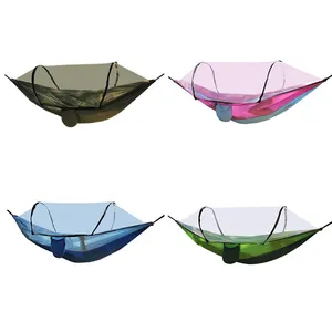Camping al aire libre 210T Nylon cómodo paracaídas hamaca columpios hamaca con mosquitera